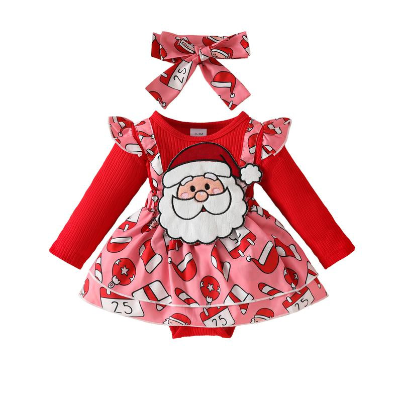 My First Christmas Baby Girl Outfit Newborn Gingerbread Man Romper Dress Cute Santa Dress Infant Fall Winter Xmas Clothes
