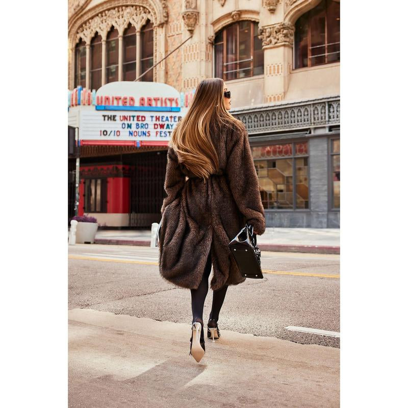 Two Toned Faux Fur Trench Coat