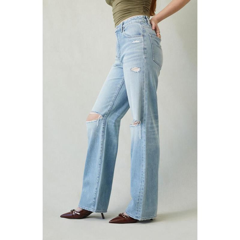 Pacsun Women'S Madison High Waisted Jeans Ripped Light Indigo