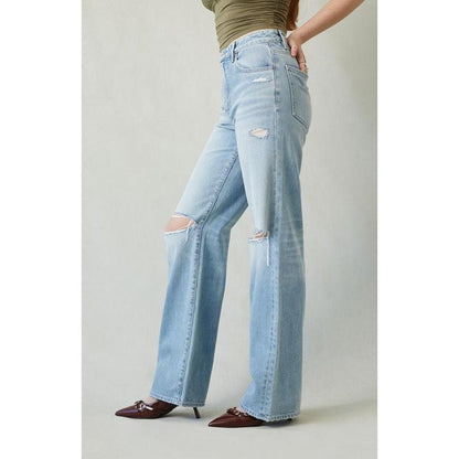 Pacsun Women'S Madison High Waisted Jeans Ripped Light Indigo