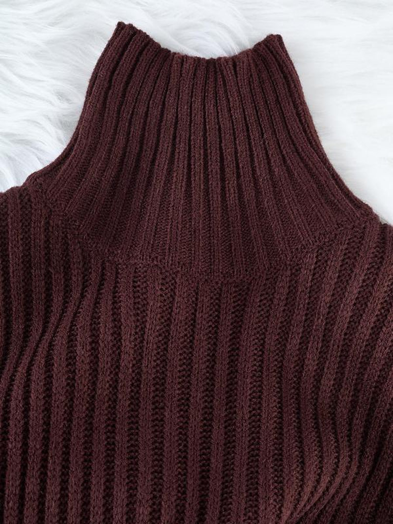 Elegant Women'S Knit Dress, High Neck Long Sleeve Mermaid Tail Design