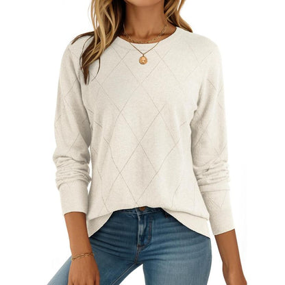 Dokotoo Sweaters for Women Long Sleeve Wool Blend Crewneck Diamond Hollow Out Lightweight Soft Fall Pullover Sweater Tops