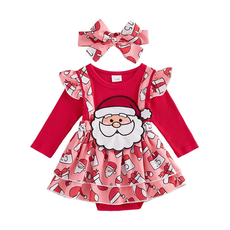 My First Christmas Baby Girl Outfit Newborn Gingerbread Man Romper Dress Cute Santa Dress Infant Fall Winter Xmas Clothes