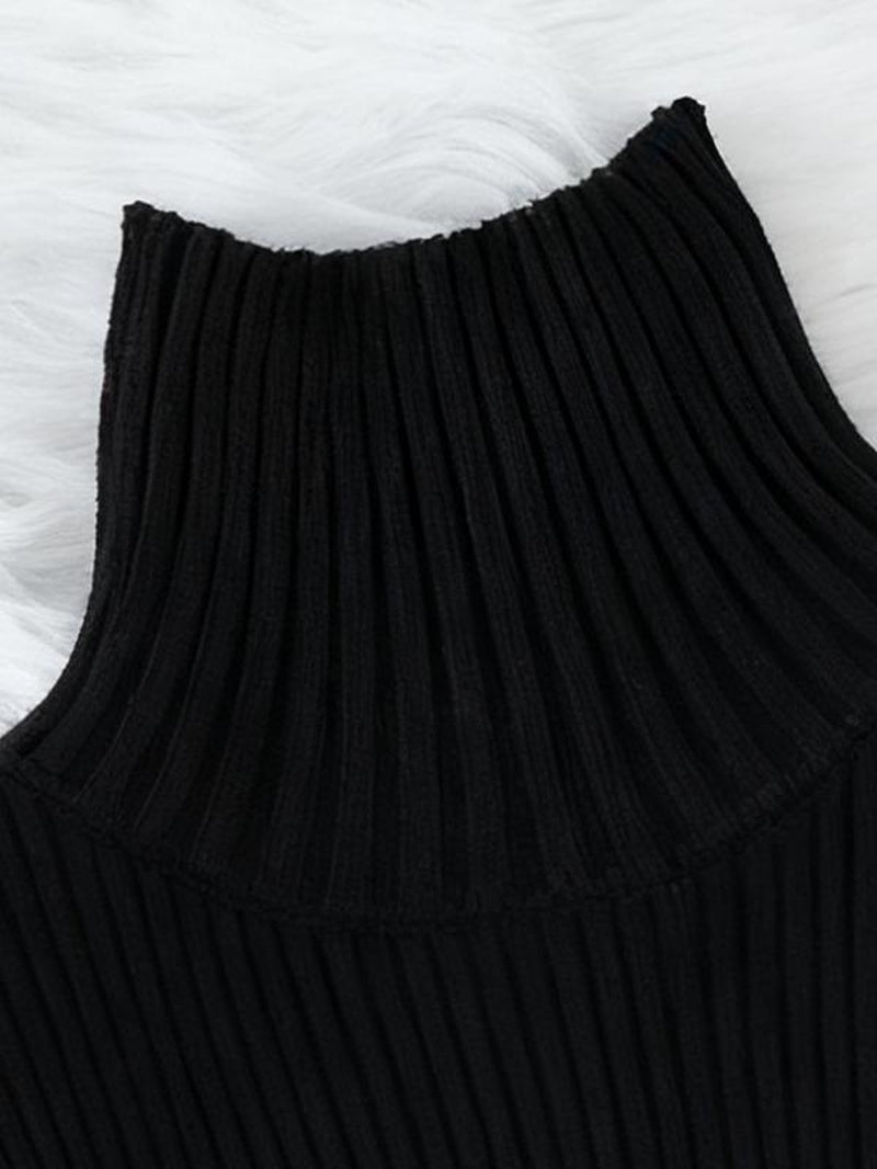 Elegant Women'S Knit Dress, High Neck Long Sleeve Mermaid Tail Design