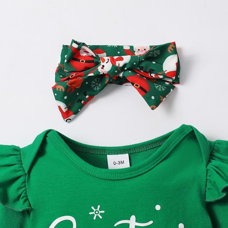Baby Girls Green Christmas Mesh Dress New Born Santa Baby Romper and Skirt Outfit Clothing Babygirl Clothes Products