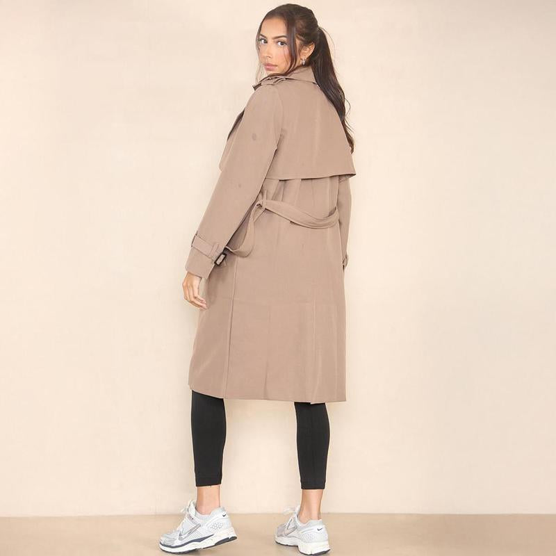 Solid Double Breasted Detachable Trench Coat Fall & Winter 