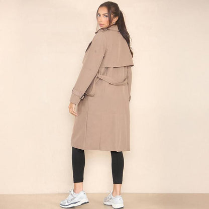  Solid Double Breasted Detachable Trench Coat Fall & Winter 