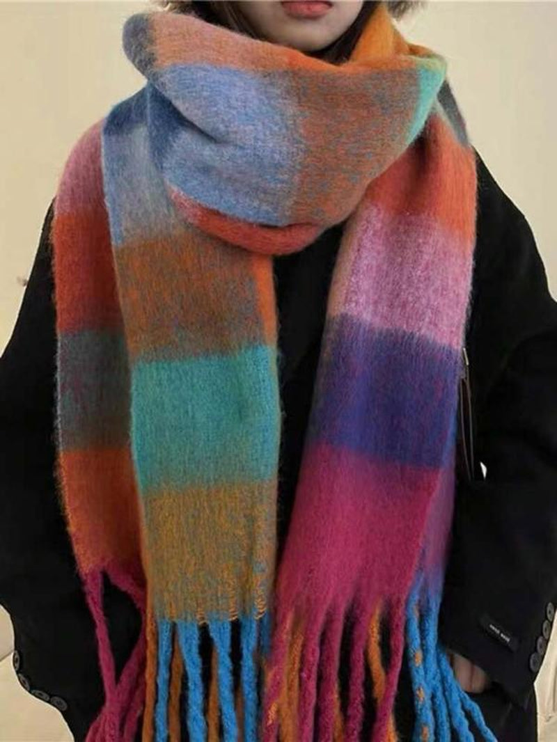 Colorful Plaid Pattern Soft Warm Long Shawl