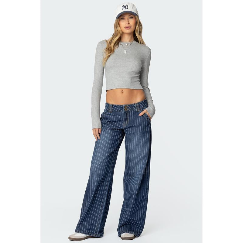 Striped Low Rise Jeans