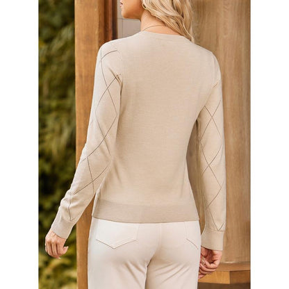 Dokotoo Sweaters for Women Long Sleeve Wool Blend Crewneck Diamond Hollow Out Lightweight Soft Fall Pullover Sweater Tops