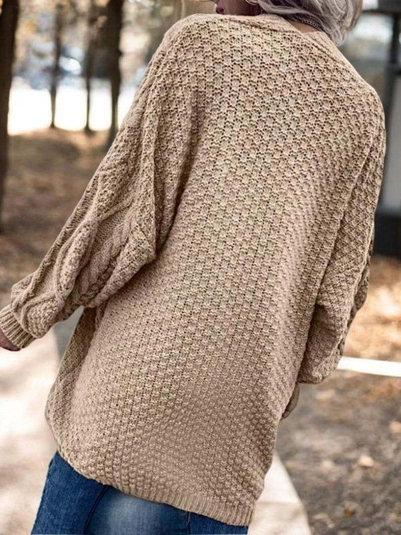 Women's Oversized Cable-Knit Open Front Sweater