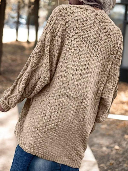 Women's Oversized Cable-Knit Open Front Sweater