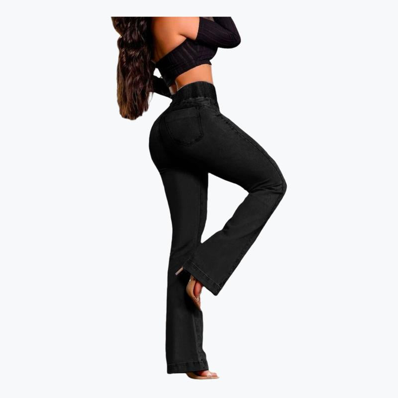 High Waist Stretch Slightly Flared Hip Lift Denim Jeans 