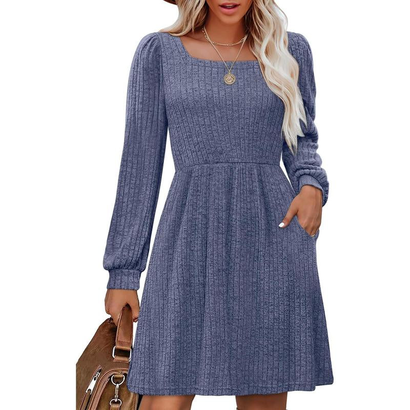 OFEEFAN Womens Knit Sweater Long Sleeve Dresses