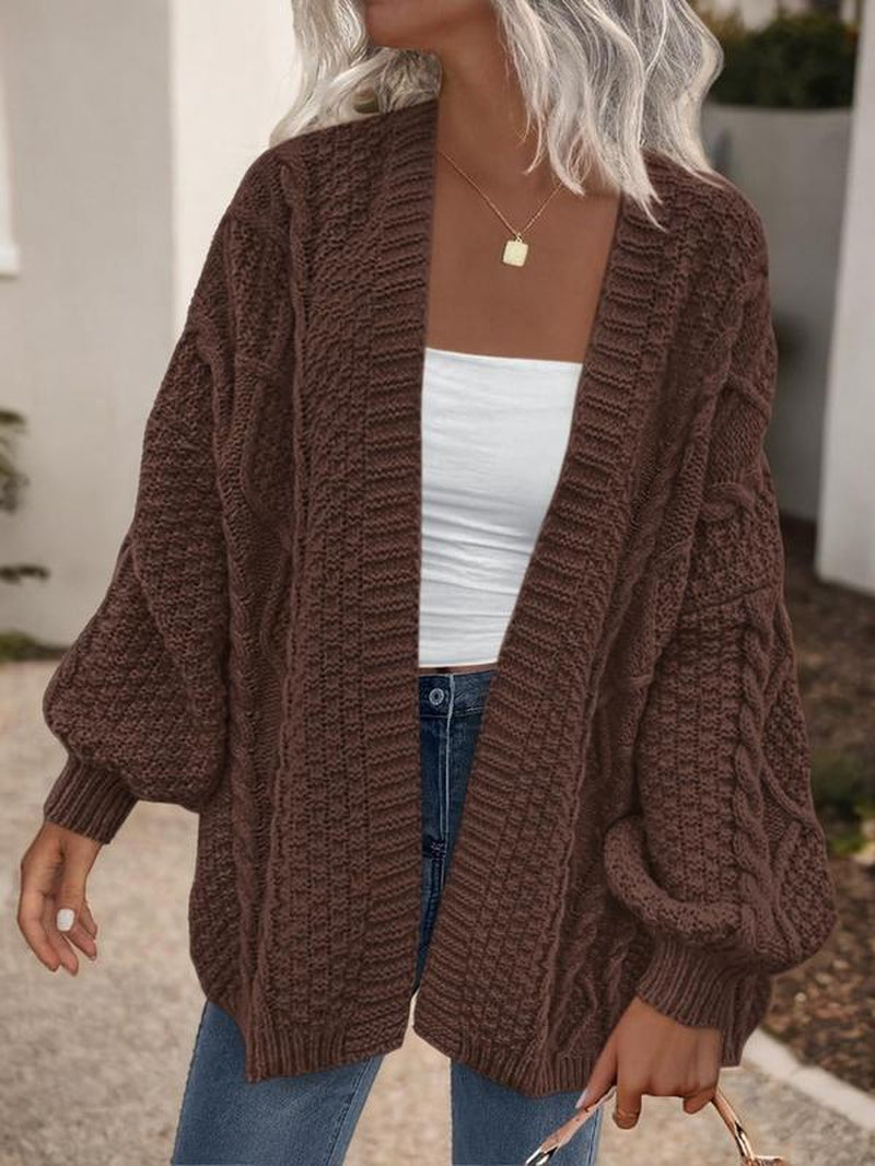 Women's Oversized Cable-Knit Open Front Sweater