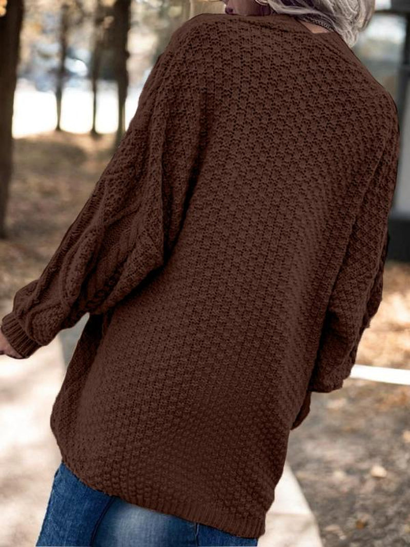 Women's Oversized Cable-Knit Open Front Sweater