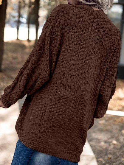 Women's Oversized Cable-Knit Open Front Sweater