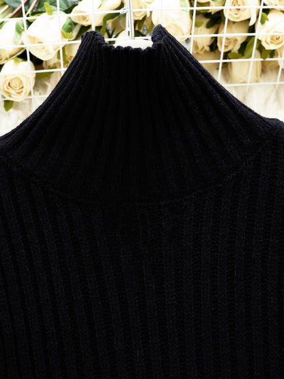 Elegant Women'S Knit Dress, High Neck Long Sleeve Mermaid Tail Design