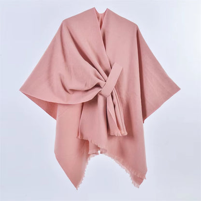 Women'S Elegant Shawl Wraps Soft Open Front Poncho Cape for Autumn Winter Solid Color Tassel Scarf Shawls Cloak Bufanda Pashmina