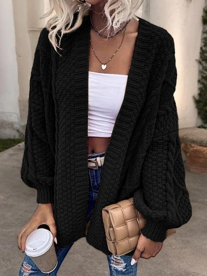 Women's Oversized Cable-Knit Open Front Sweater