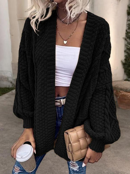 Women's Oversized Cable-Knit Open Front Sweater