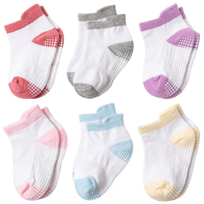 Boys 6 Pack Non Slip Baby Socks for 0-24M Newborn Bebe Girls Grips anti Skid Ankle First Walker Infant Kids Cotton Sock 2021