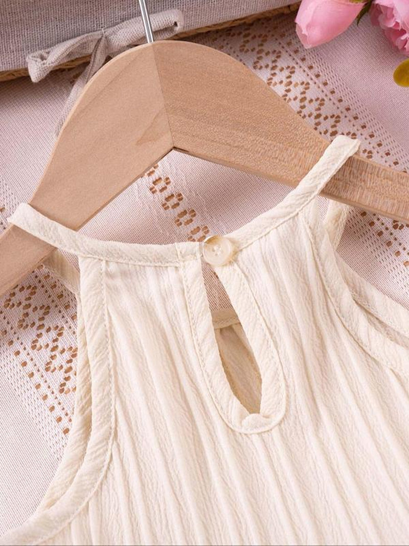 Two-Piece Set Girl'S Solid Crop Cami Top & Shorts, Cute Top & Shorts for Daily Wear, Kids Summer Clothes, Outfit, Baby Clothing
