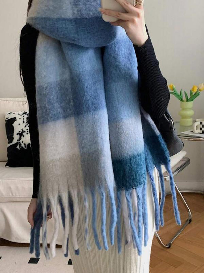 Colorful Plaid Pattern Soft Warm Long Shawl