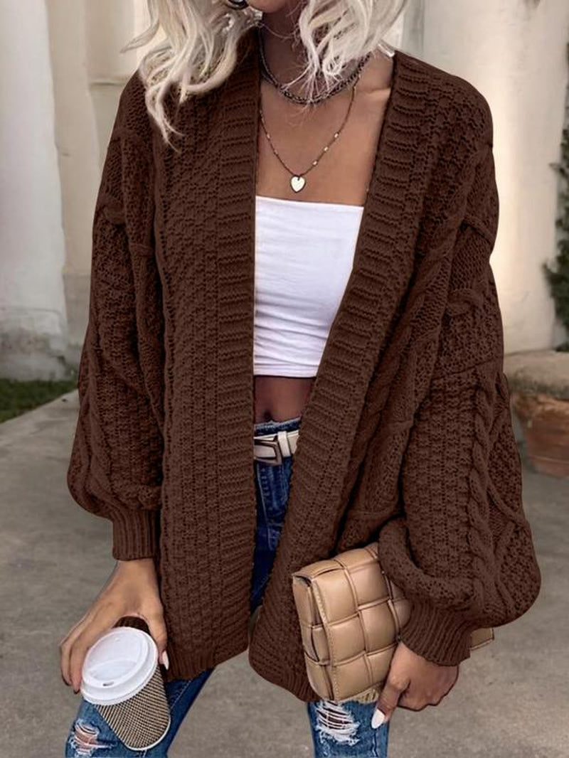 Women's Oversized Cable-Knit Open Front Sweater