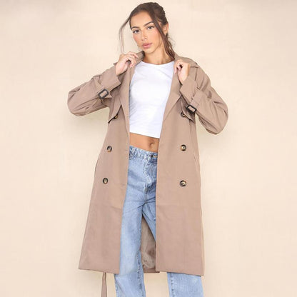  Solid Double Breasted Detachable Trench Coat Fall & Winter 