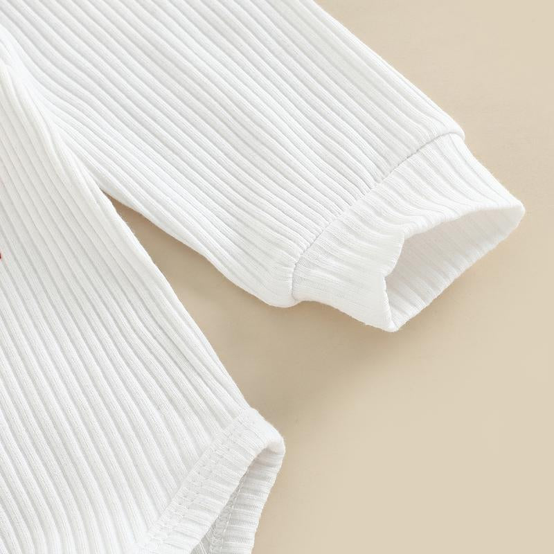 My First Christmas Baby Girl Outfit Long Sleeve Romper + Santa Claus Print Flare Pants + Headband Newborn Clothes Set