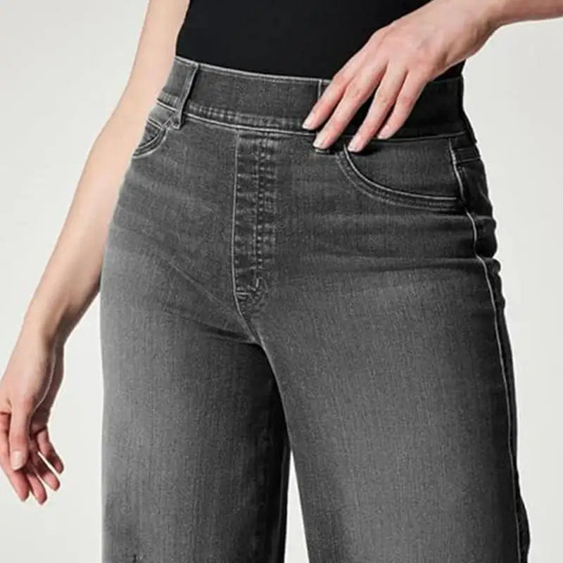 Stretchy Wide Leg Jeans Pull-On Novelty Stretchy Women Jeans with High Elasticity Women'S Fashion for Beach Home Vacation Dating