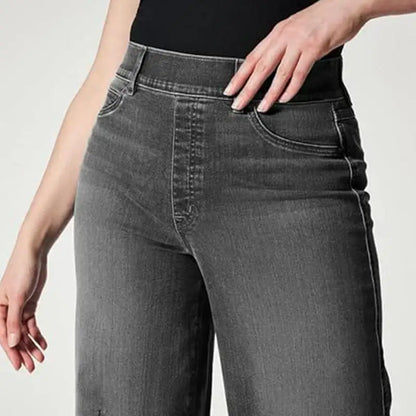 Stretchy Wide Leg Jeans Pull-On Novelty Stretchy Women Jeans with High Elasticity Women'S Fashion for Beach Home Vacation Dating