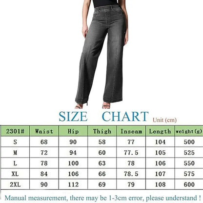 Stretchy Wide Leg Jeans Pull-On Novelty Stretchy Women Jeans with High Elasticity Women'S Fashion for Beach Home Vacation Dating