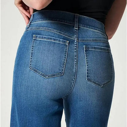 Stretchy Wide Leg Jeans Pull-On Novelty Stretchy Women Jeans with High Elasticity Women'S Fashion for Beach Home Vacation Dating