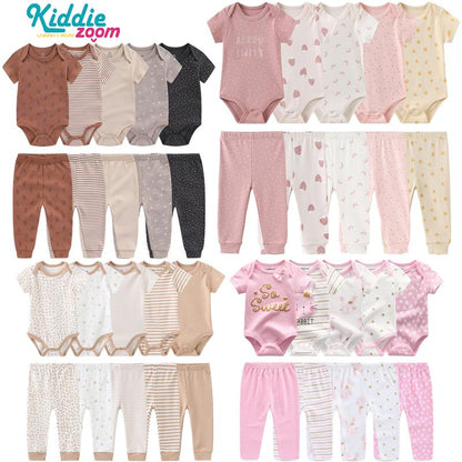 Newborn Baby Clothes 10-Piece 100% Cotton Soft Comfortable Unisex Baby Gift Set, Suitable for 0-12 Months Baby Set