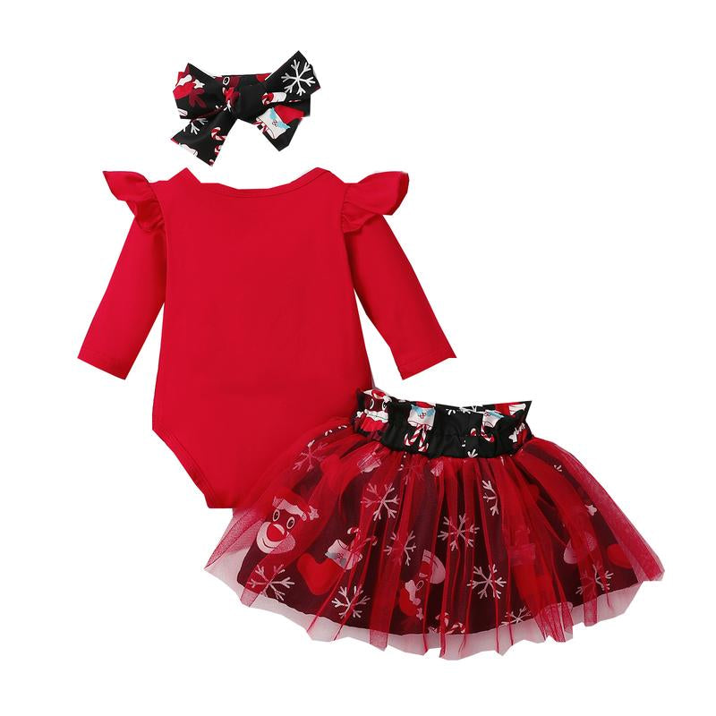 Baby Girls Green Christmas Mesh Dress New Born Santa Baby Romper and Skirt Outfit Clothing Babygirl Clothes Products