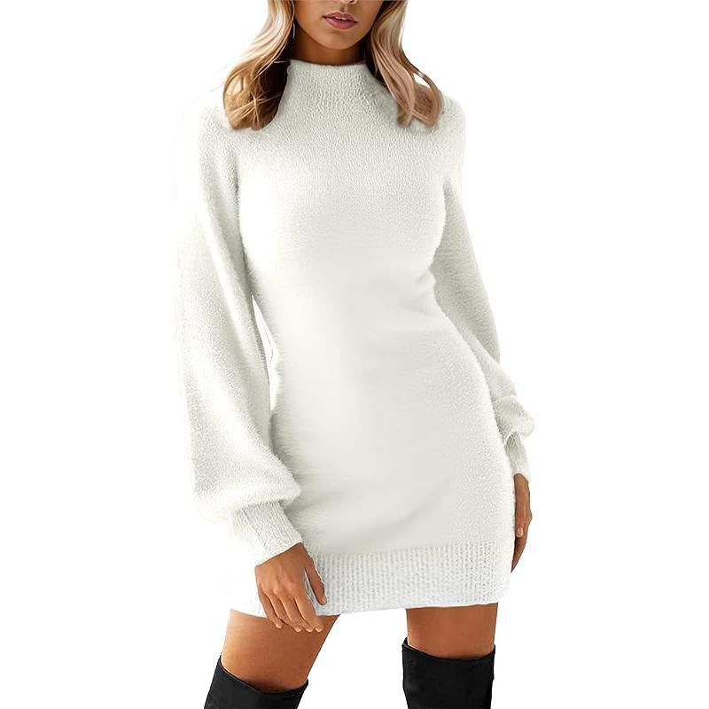 GRECERELLE Women's  Ribbed Long Sleeve  Dress
