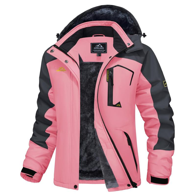 Waterproof Ski Jacket Hooded Fleece Warm Winter Jacket