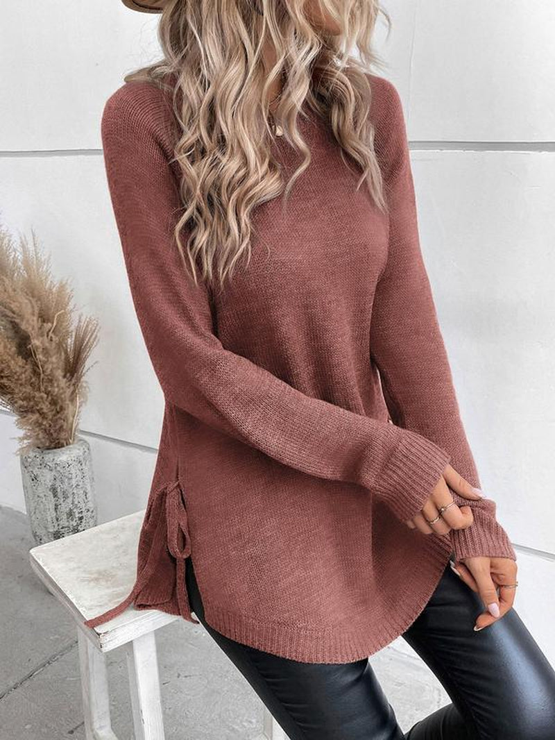 Casual Sweater Comfortable Mid-Length Knit 
