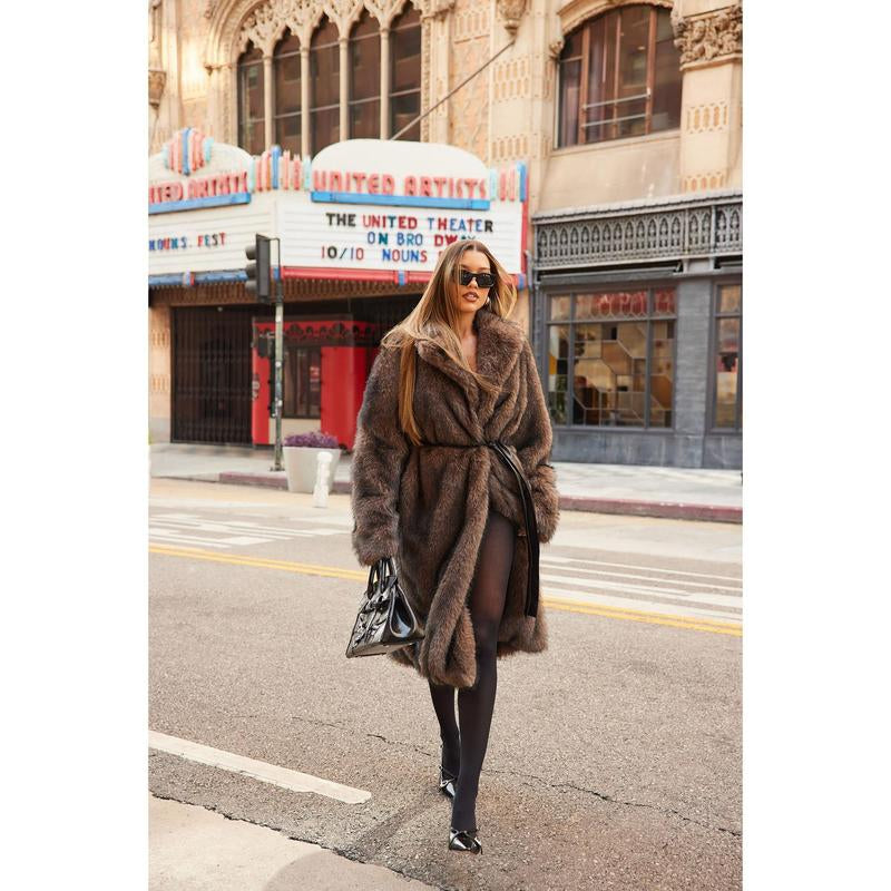Two Toned Faux Fur Trench Coat