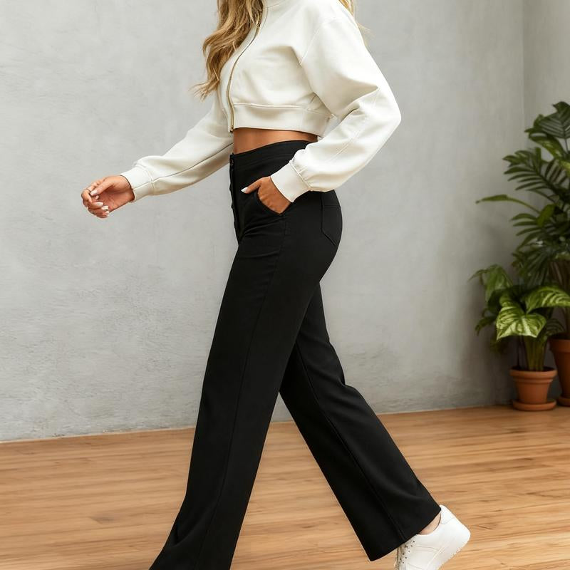 High Waisted Straight Leg Pants 