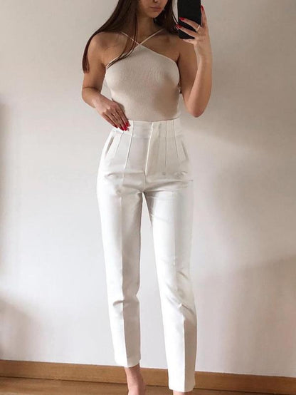 Plain Pocket High Waist Pants