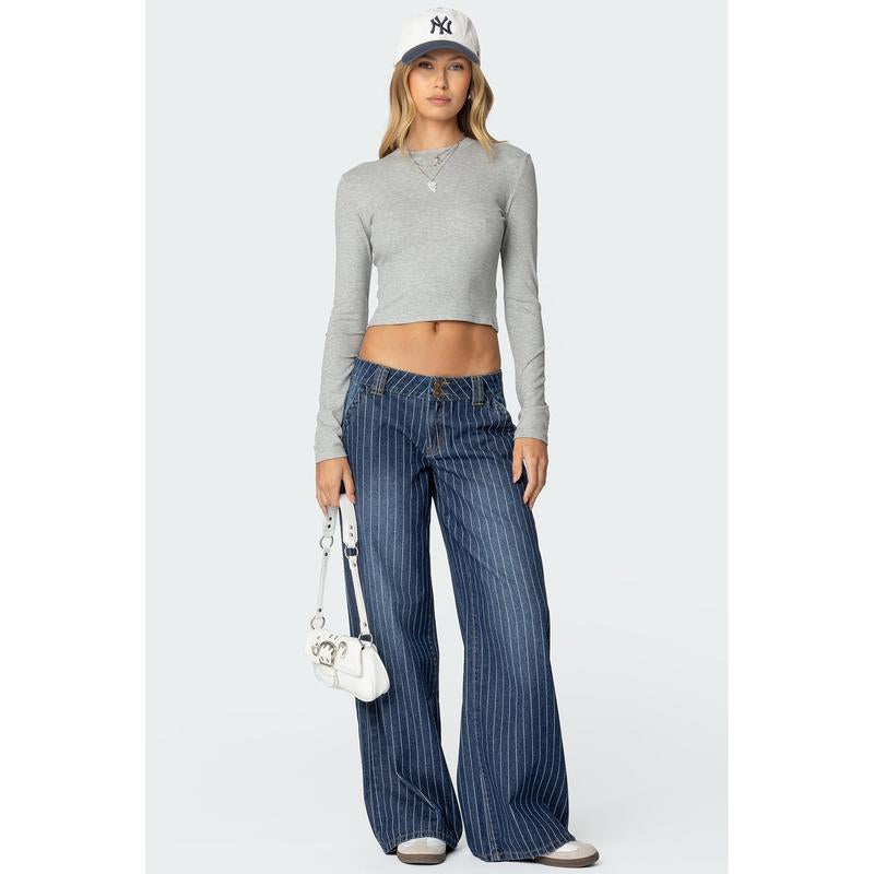 Striped Low Rise Jeans