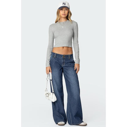 Striped Low Rise Jeans