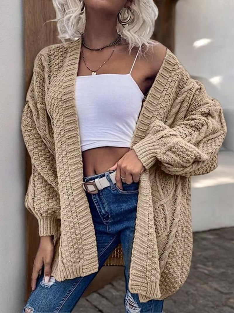 Women's Oversized Cable-Knit Open Front Sweater