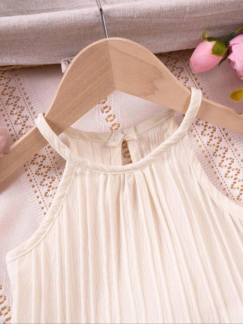 Two-Piece Set Girl'S Solid Crop Cami Top & Shorts, Cute Top & Shorts for Daily Wear, Kids Summer Clothes, Outfit, Baby Clothing