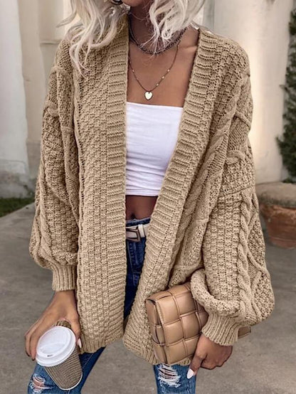 Women's Oversized Cable-Knit Open Front Sweater