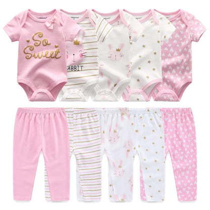 Newborn Baby Clothes 10-Piece 100% Cotton Soft Comfortable Unisex Baby Gift Set, Suitable for 0-12 Months Baby Set