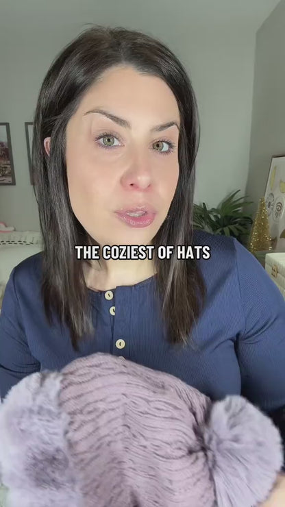 Knitted Hat with Plush Balls and Ear Protection